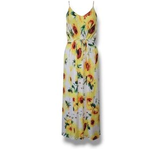 Livecloth Women’s Sunflower Spaghetti Strap Beach Maxi Dress – Medium, NEW